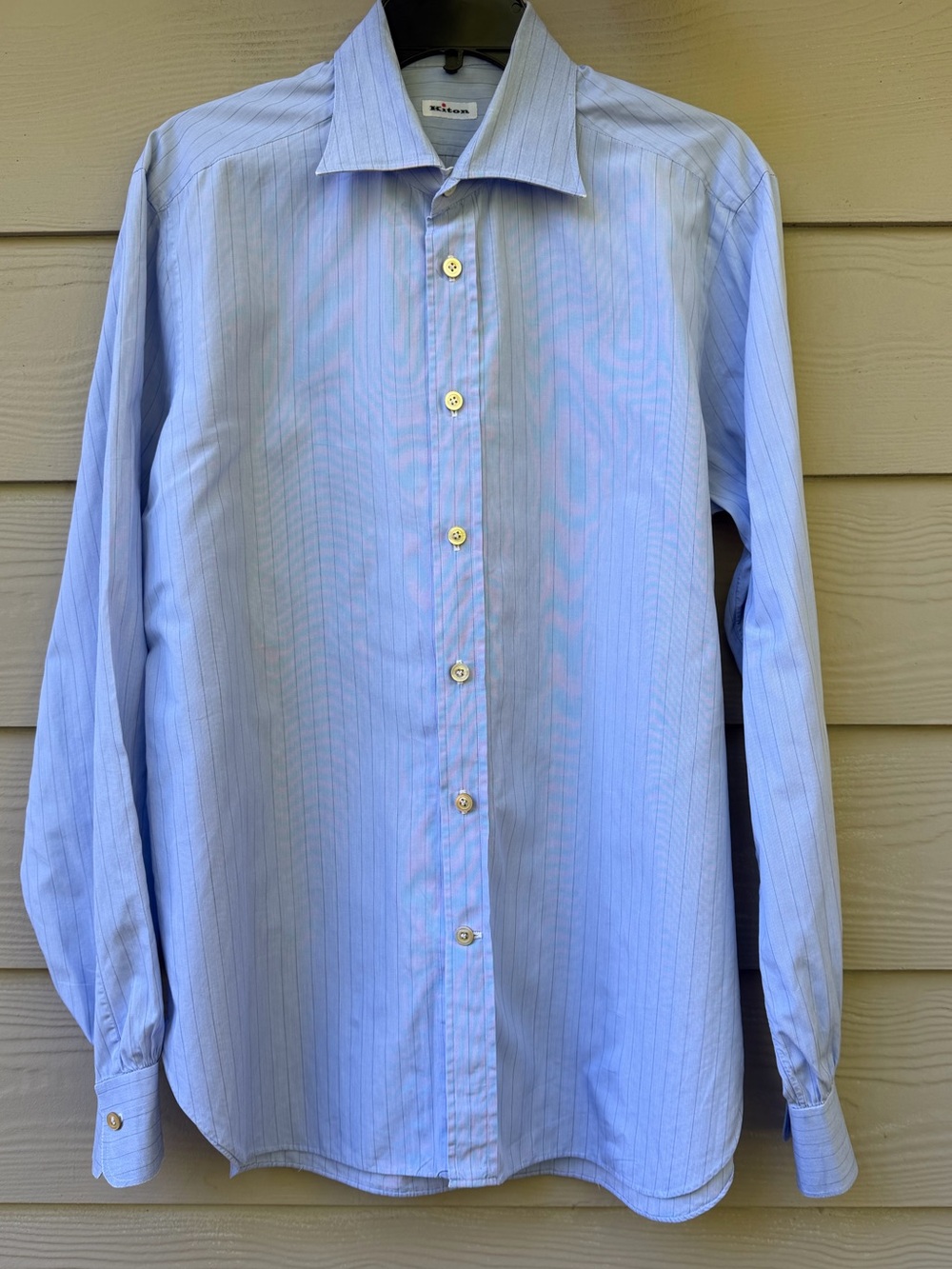 Kiton Light Blue Pinstripe Dress Shirt